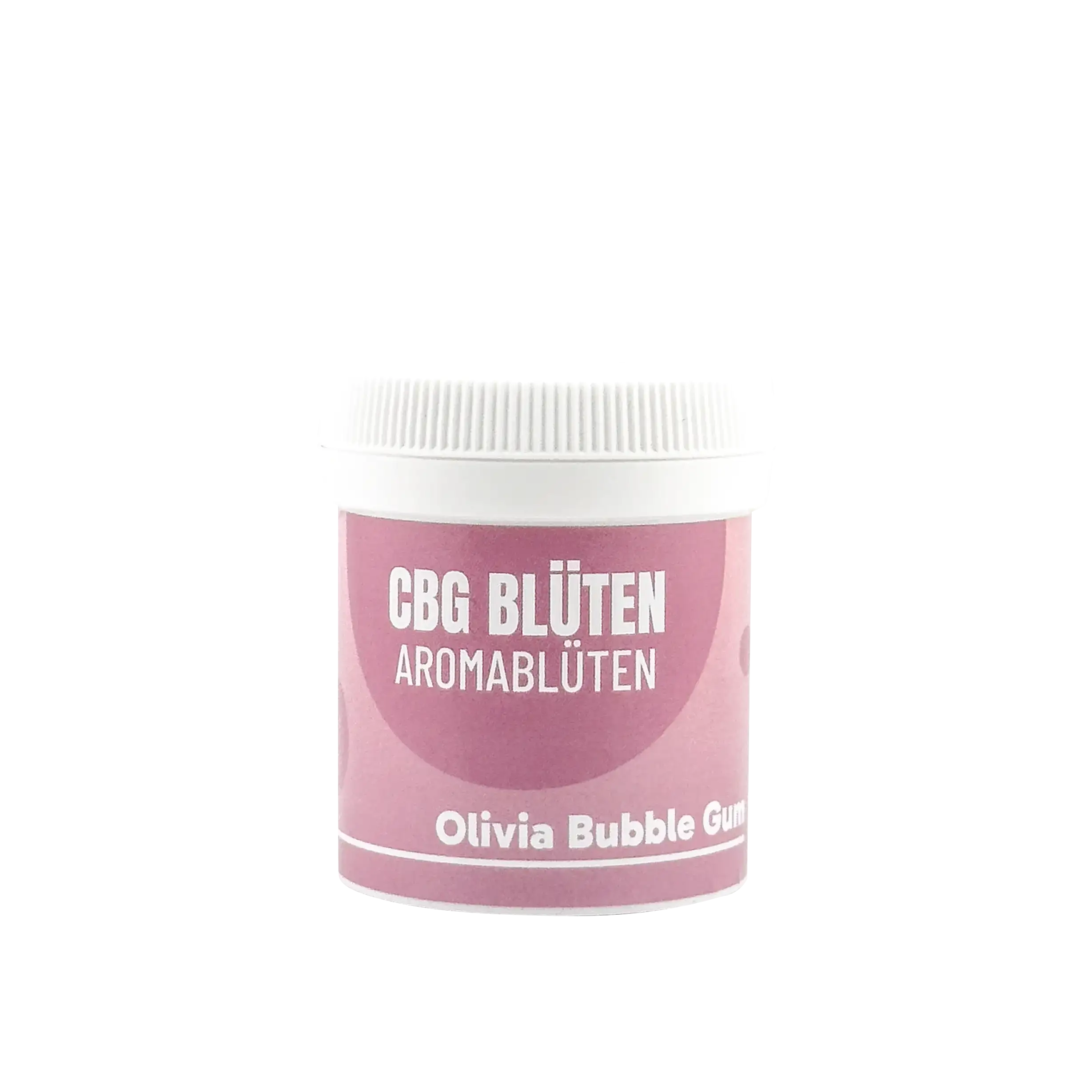 Eine Dose mit 2g CBG Aromablüten Olivia Bubblegum