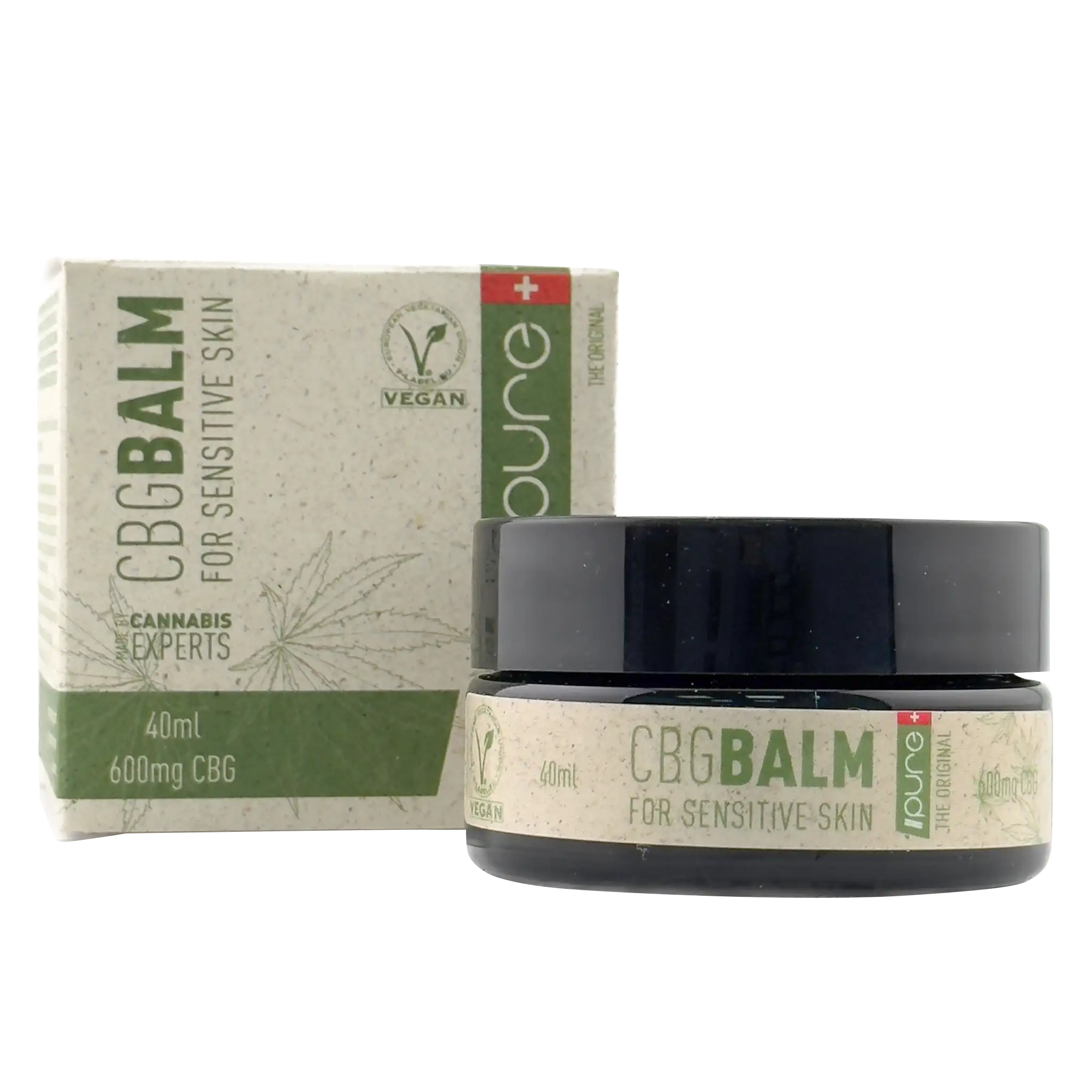 Ein Tiegel PURE CBG Balm mit Verpackung