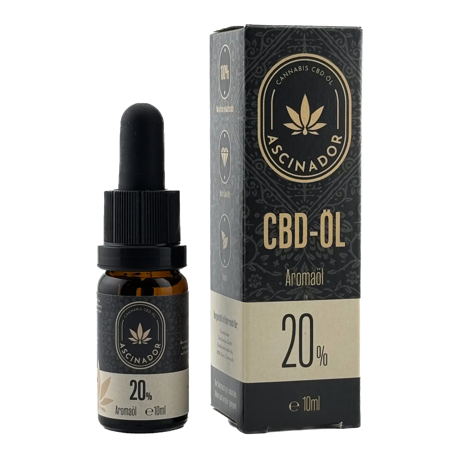 Eine Flasche ASCINADOR CBD-Öl 20%, 10ml, hochwertiges Aromaöl mit CBD